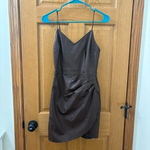Abercrombie and Fitch Brown Vegan Leather Mini Dress
